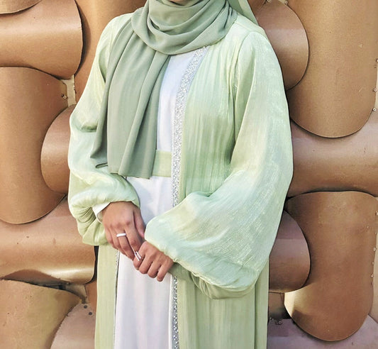 Minted Elegance Abaya - AD00489