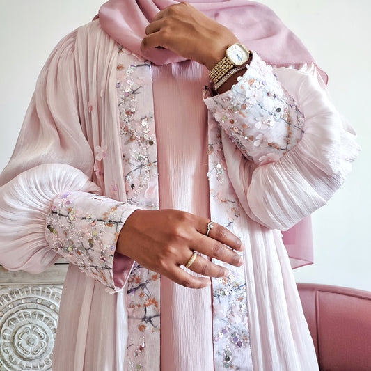 Blush Blossom Abaya - AD00508