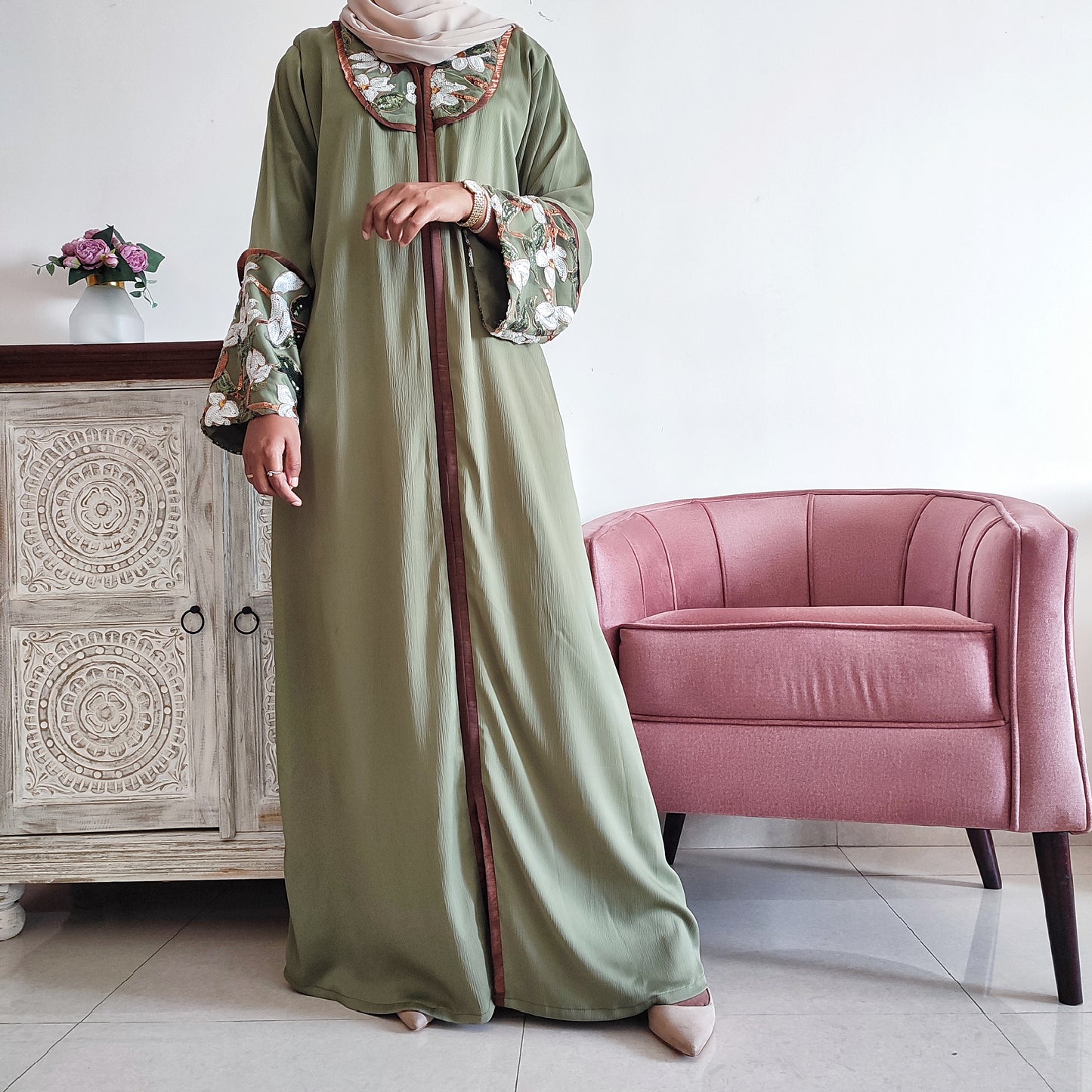 Olive Luxe Abaya - AD00509