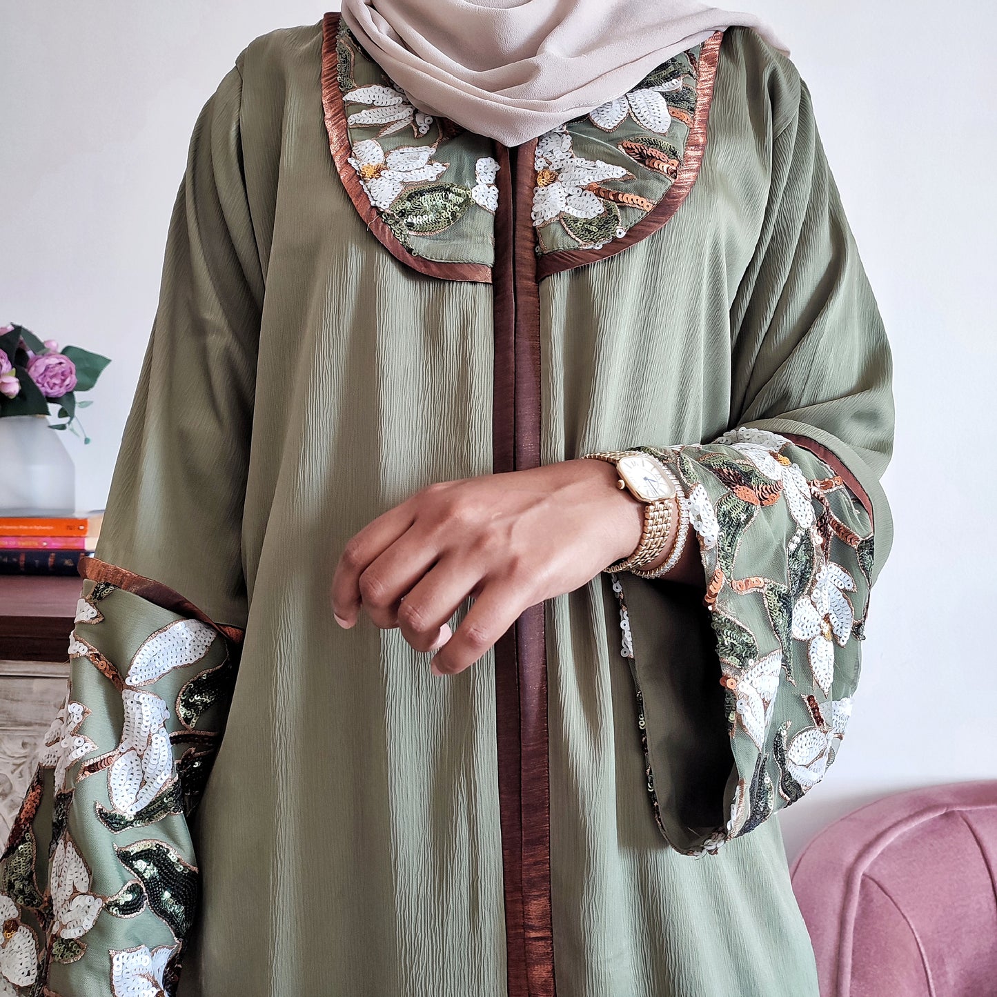 Olive Luxe Abaya - AD00509