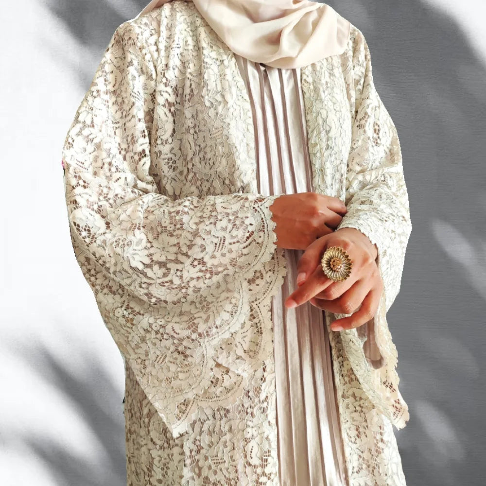 Ivory Elegance Abaya - AD00470