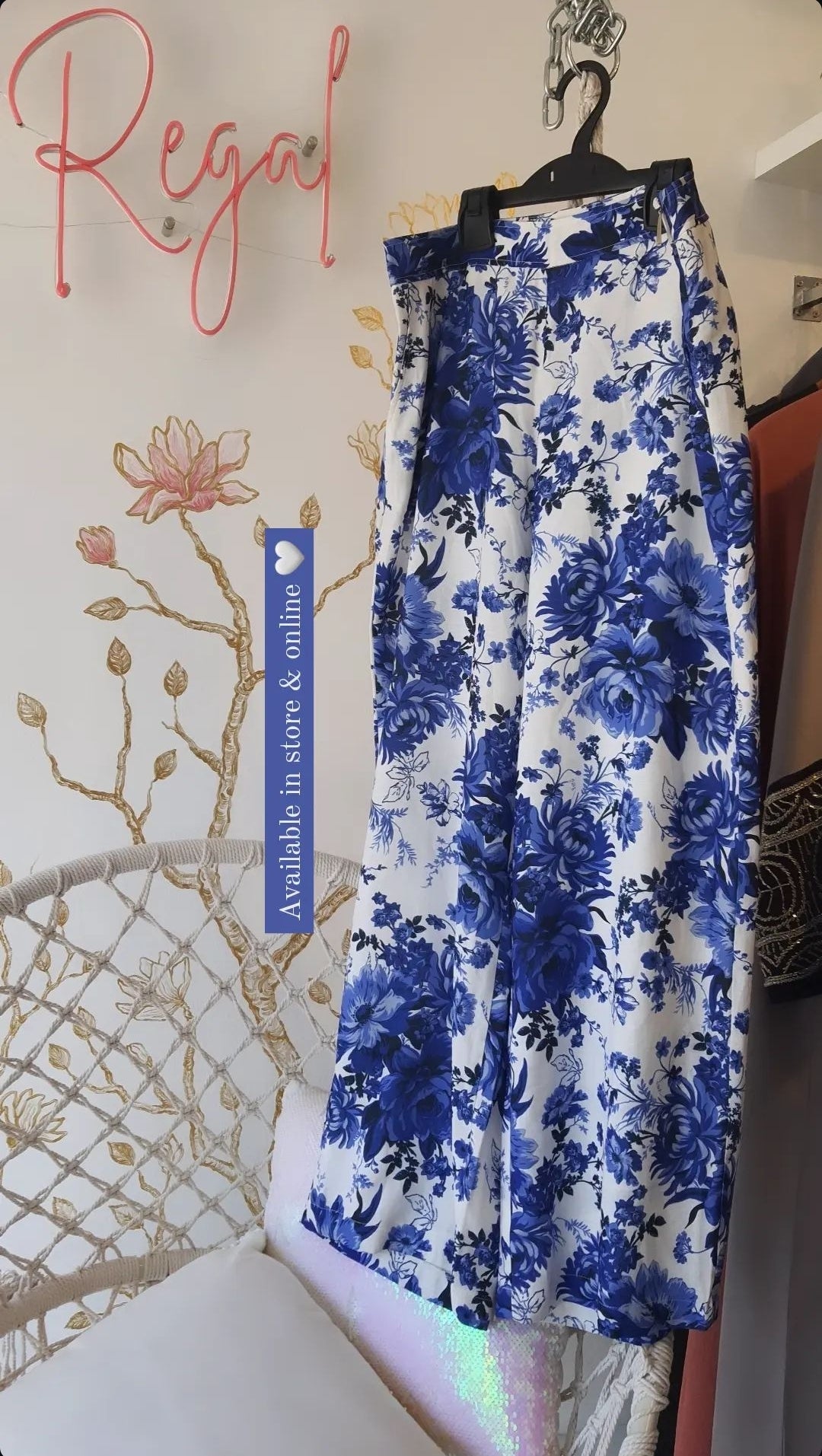 Blue linen Floral